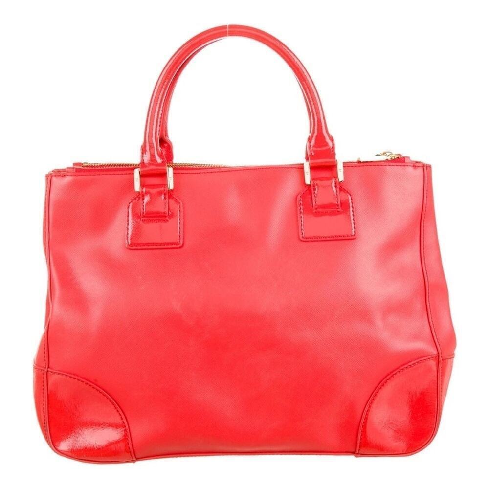 Tory Burch RED Robinson Double Zip Tote with cross body EUC - Picture 4 of 15